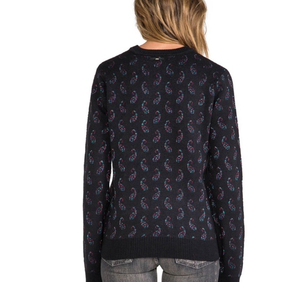 Revolve x Obey Knit Sweater Wasteland Paisley Rainbow Shimmery Cotton Black Sz M - Picture 15 of 15